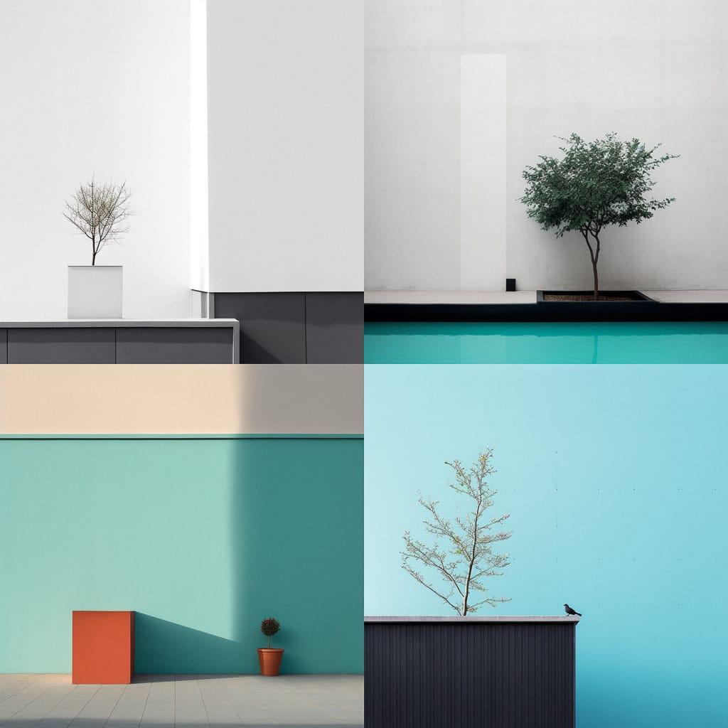 Minimalist composition style, Midjourney V5, render 1 of 4