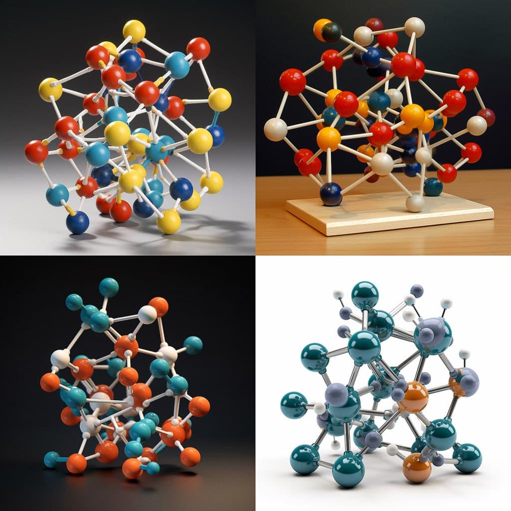 Molecular model style, Midjourney V5, render 1 of 4