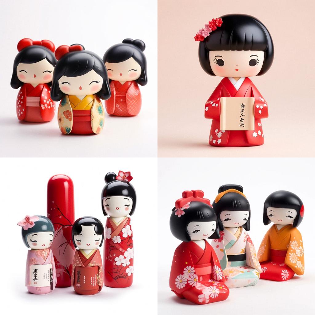 Momiji Message Dolls style, Midjourney V5, render 1 of 4