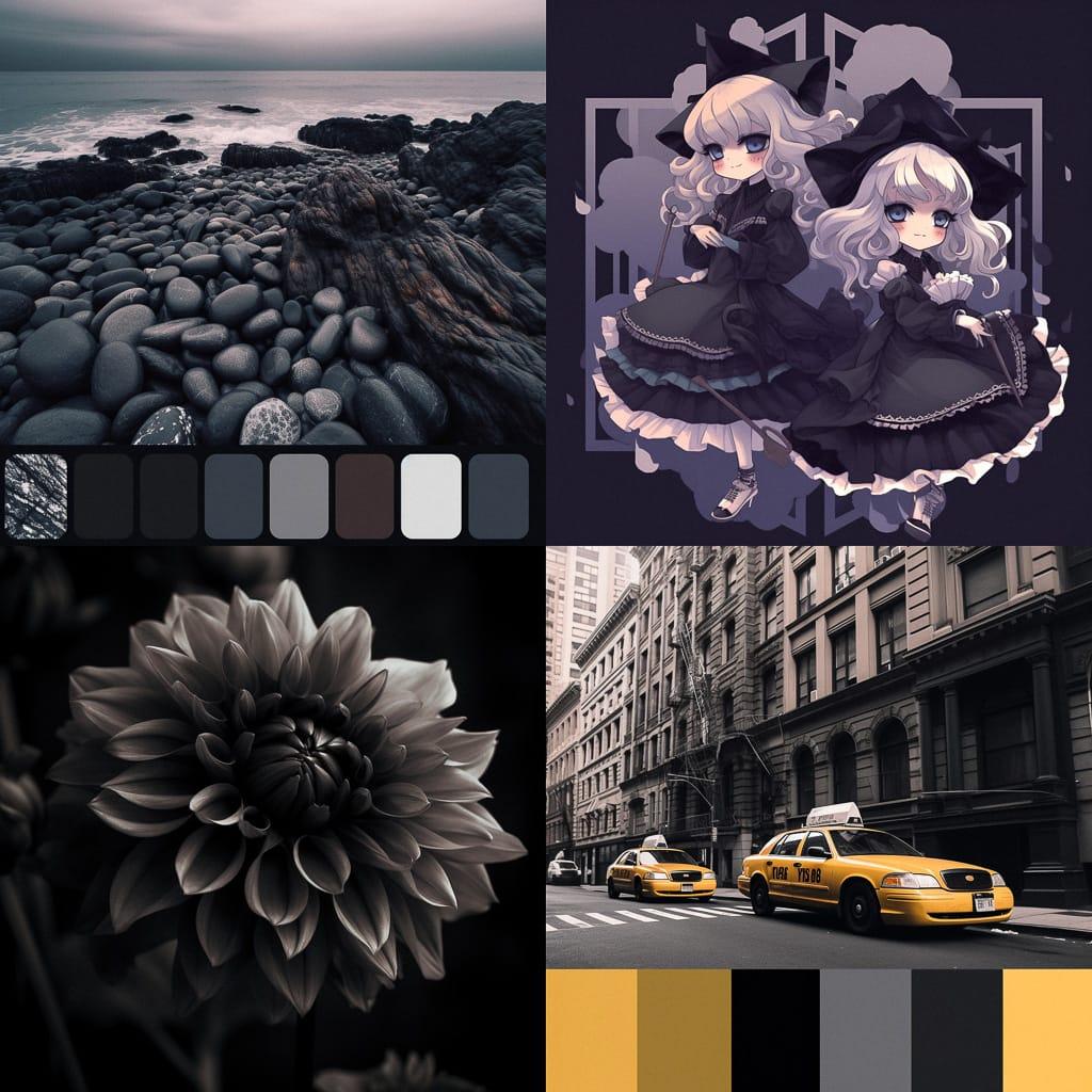 Monochrome colors style, Midjourney V5, render 1 of 4