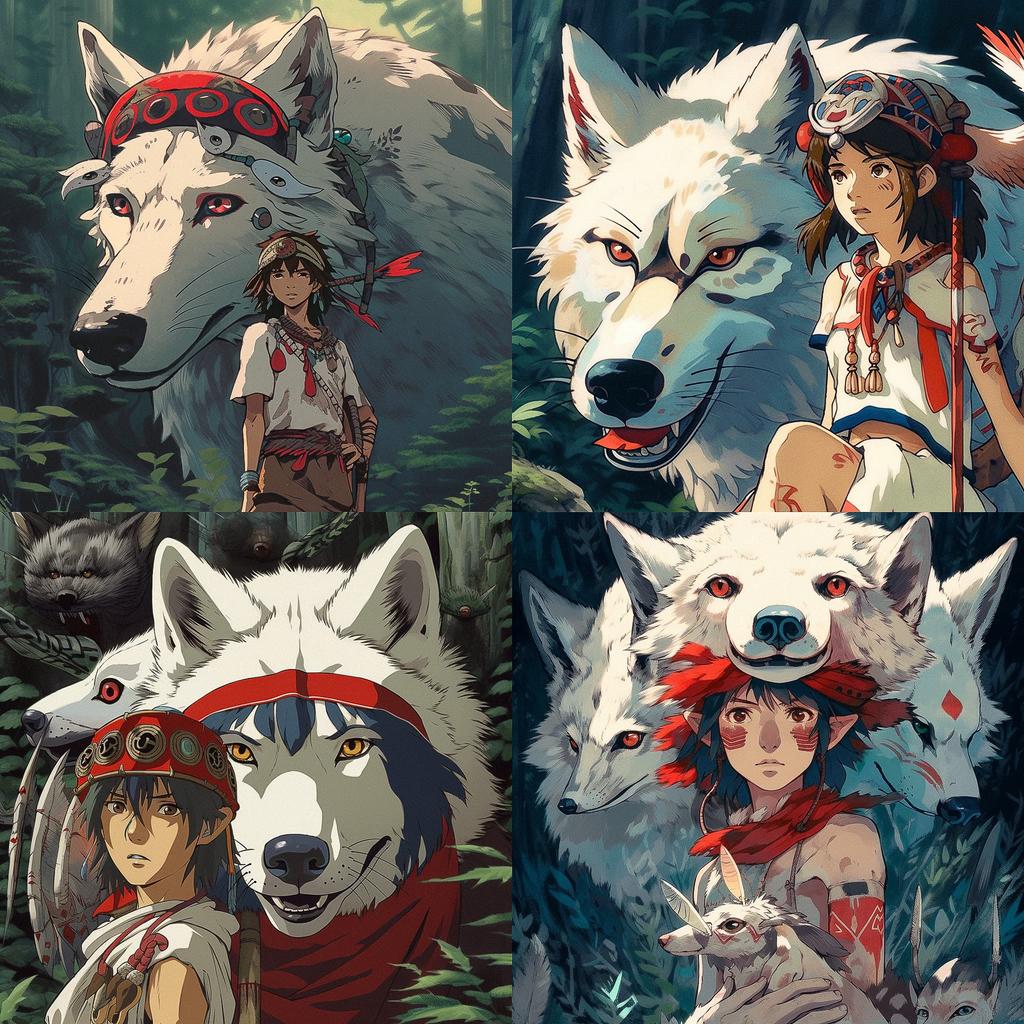 Mononoke style, Midjourney V5, render 1 of 4