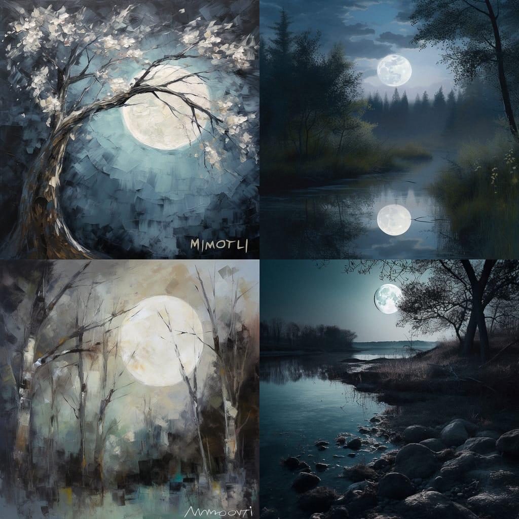 Moonlit style, Midjourney V5, render 1 of 4