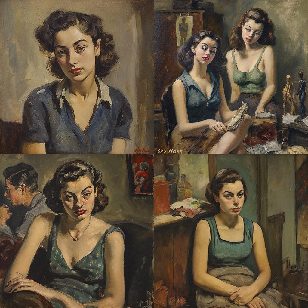 Moses Soyer style, Midjourney V5, render 1 of 4