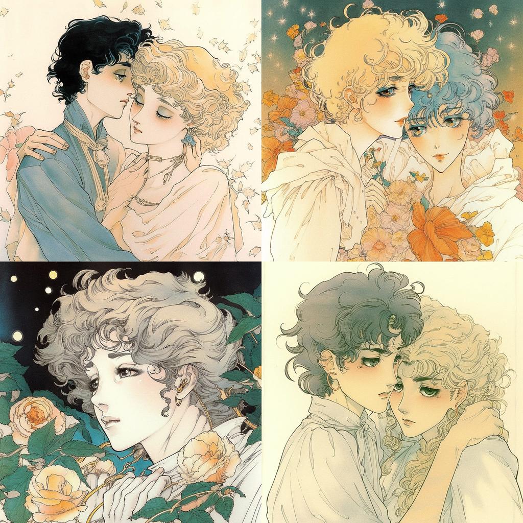 Moto Hagio style, Midjourney V5, render 1 of 4
