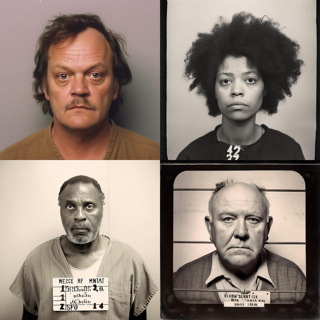 Mugshot style, Midjourney V5, render 1 of 4