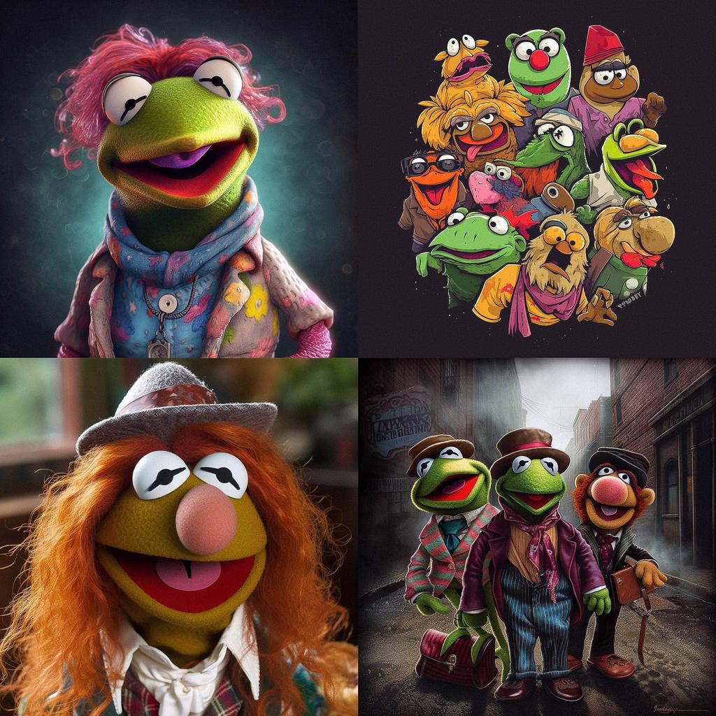 Muppet style style, Midjourney V5, render 1 of 4