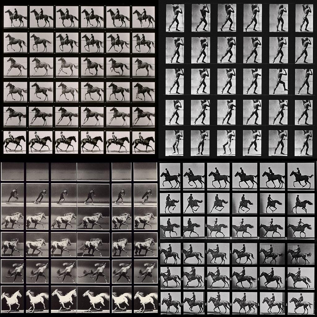 Muybridge sequence style, Midjourney V5, render 1 of 4