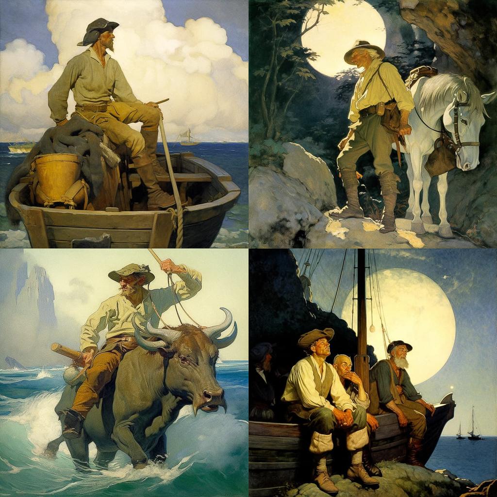 N. C. Wyeth style, Midjourney V5, render 1 of 4