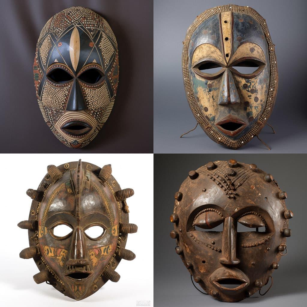 Namibian Ovambo mask style, Midjourney V5, render 1 of 4