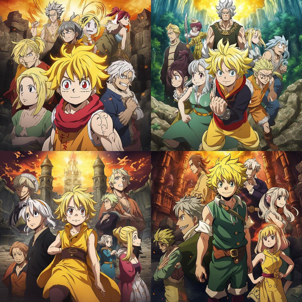 Nanatsu no Taizai style, Midjourney V5, render 1 of 4