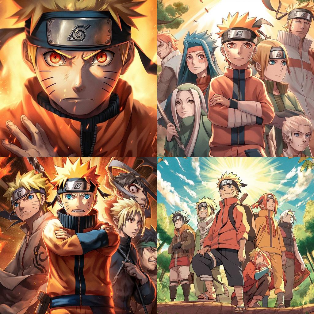 Naruto style, Midjourney V5, render 1 of 4