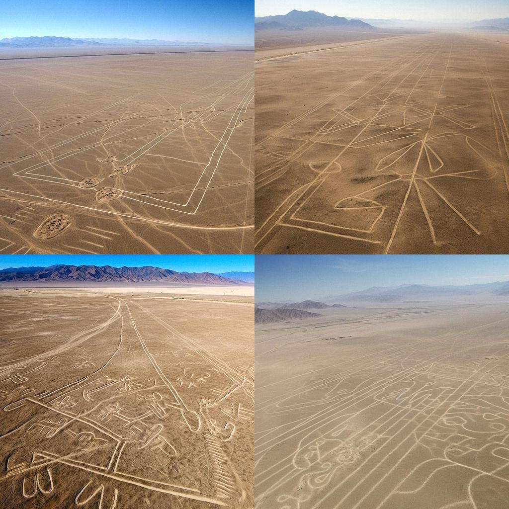 Nazca lines style, Midjourney V5, render 1 of 4