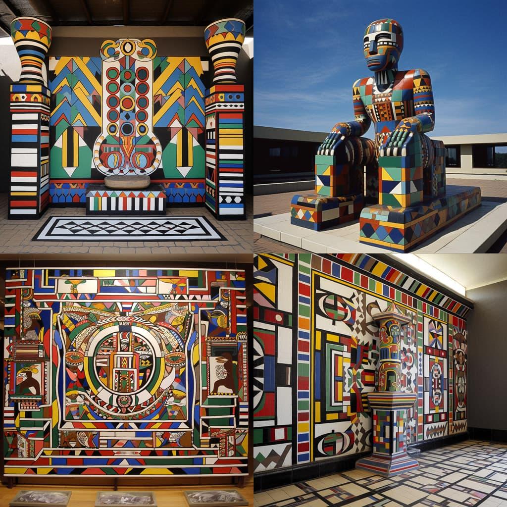 Ndebele art style, Midjourney V5, render 1 of 4
