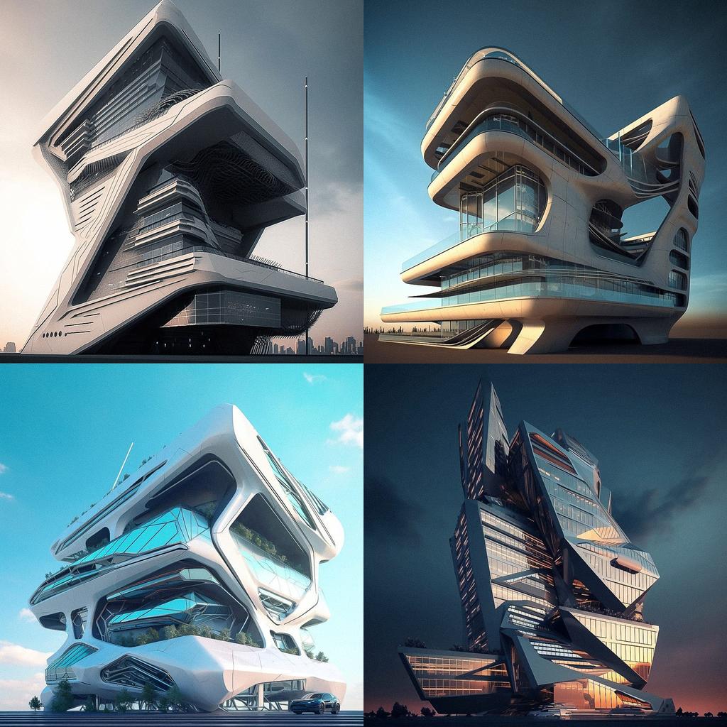 Neofuturist architecture style, Midjourney V5, render 1 of 4