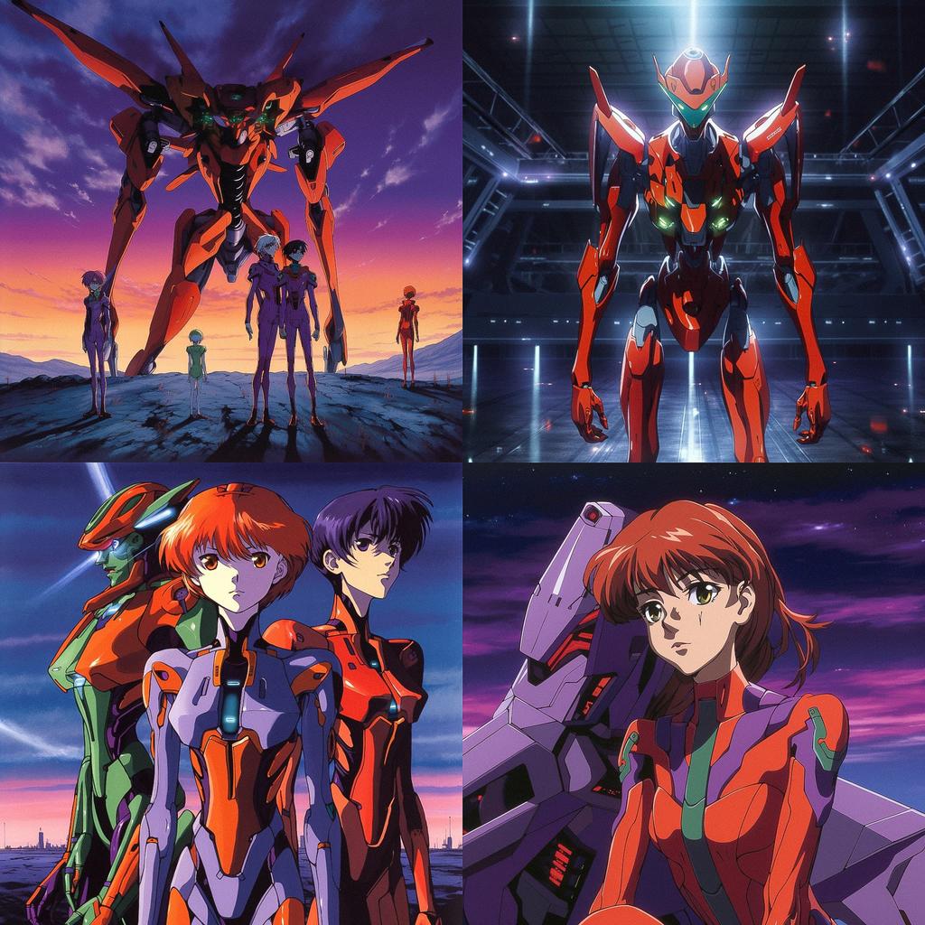Neon Genesis Evangelion style, Midjourney V5, render 1 of 4