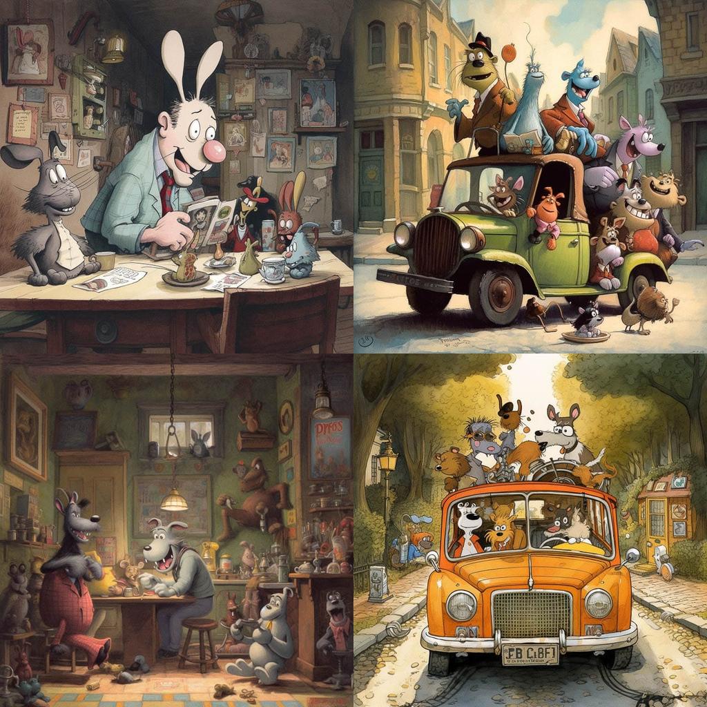 Nick Park style, Midjourney V5, render 1 of 4
