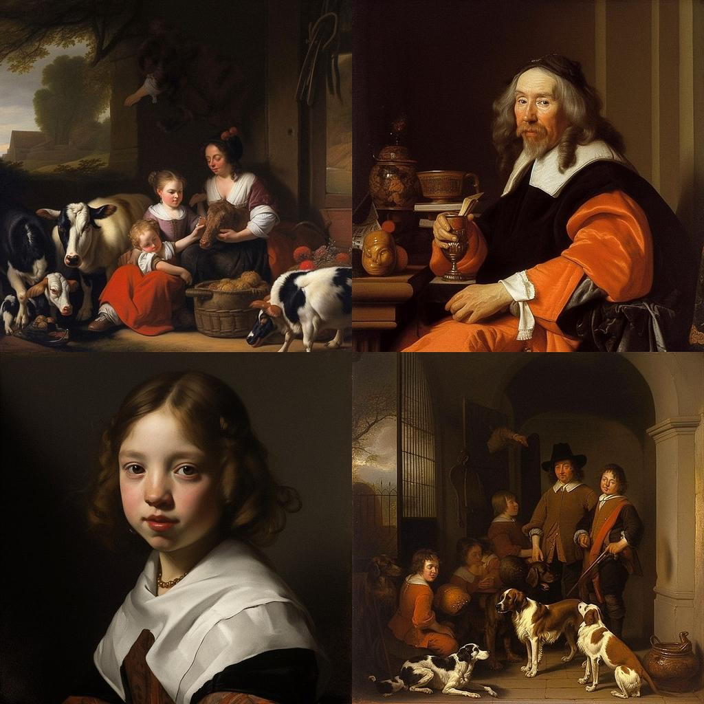 Nicolaes Maes style, Midjourney V5, render 1 of 4