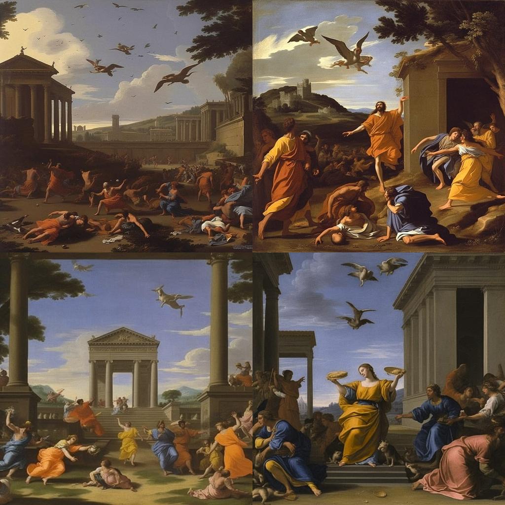 Nicolas Poussin style, Midjourney V5, render 1 of 4