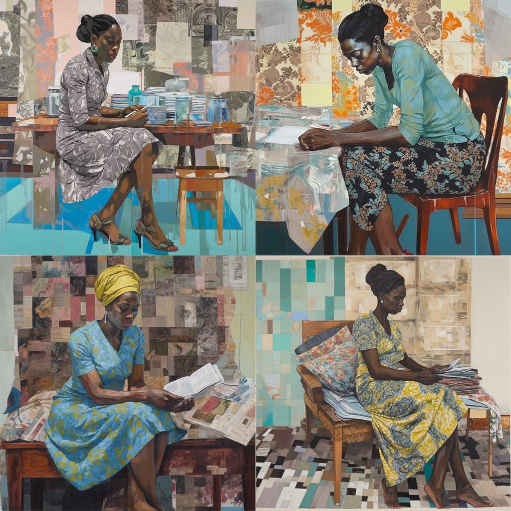 Njideka Akunyili Crosby style, Midjourney V5, render 1 of 4