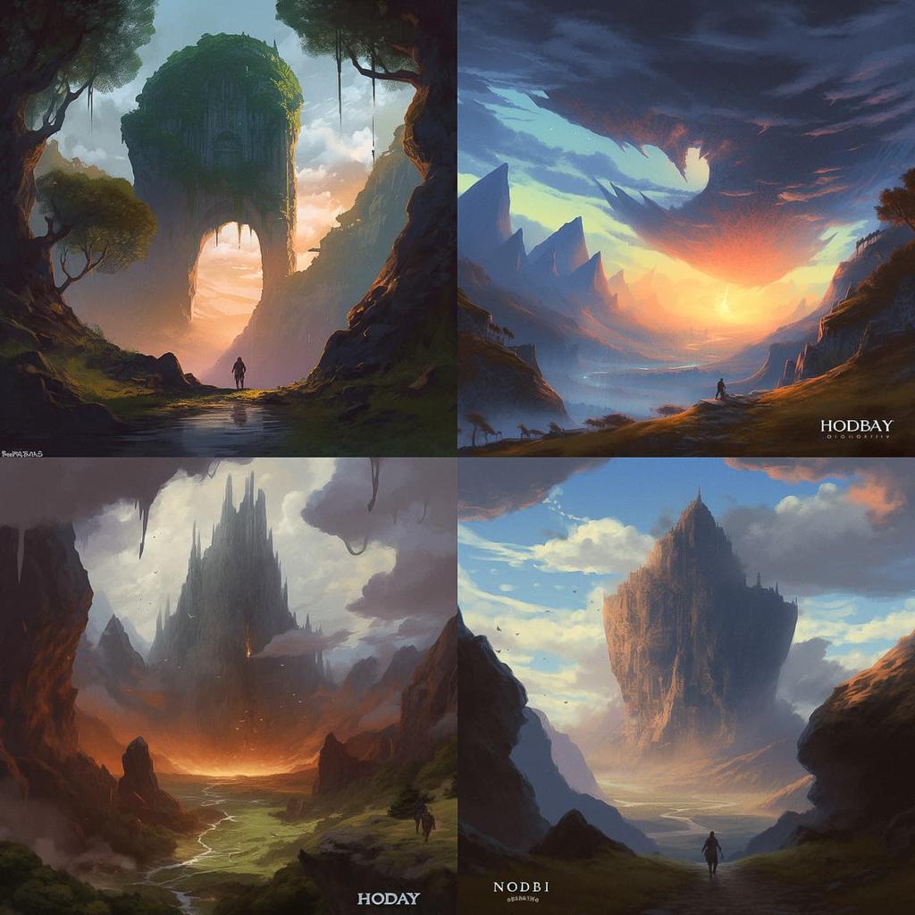 Noah Bradley style, Midjourney V5, render 1 of 4