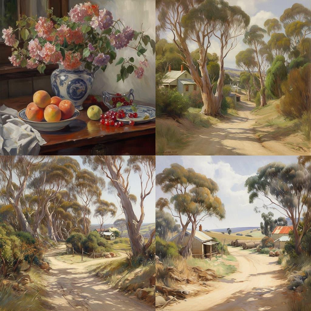 Nora Heysen style, Midjourney V5, render 1 of 4