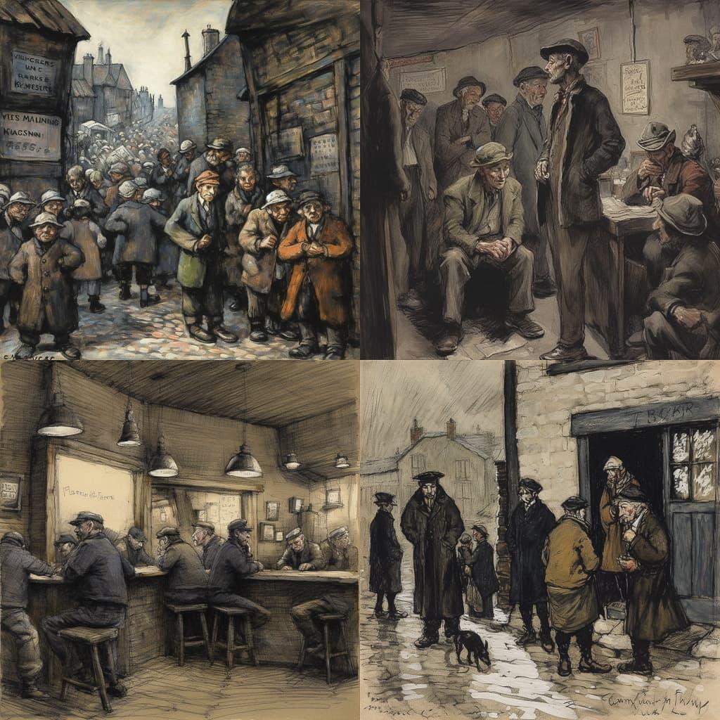 Norman Cornish style, Midjourney V5, render 1 of 4