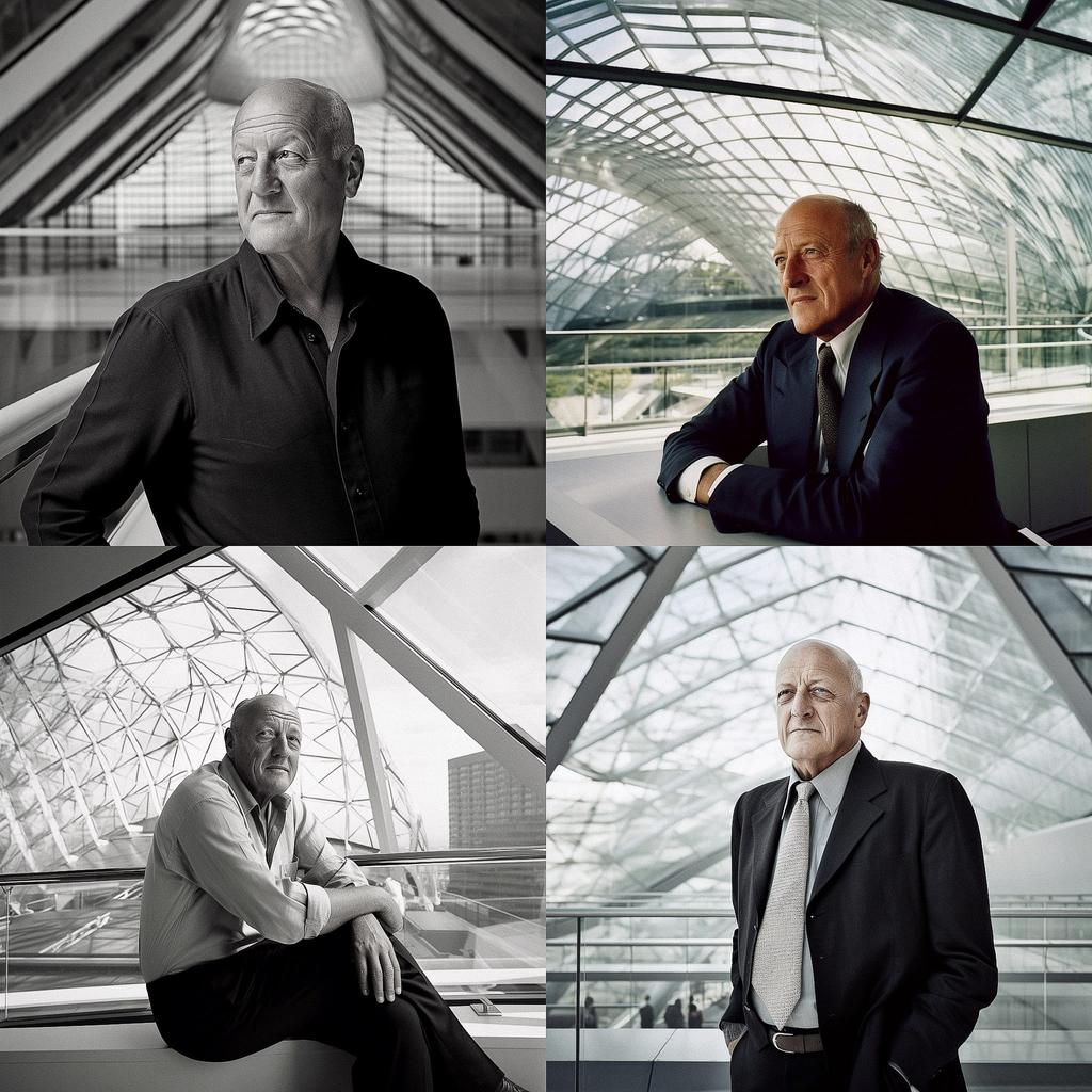 Norman Foster style, Midjourney V5, render 1 of 4