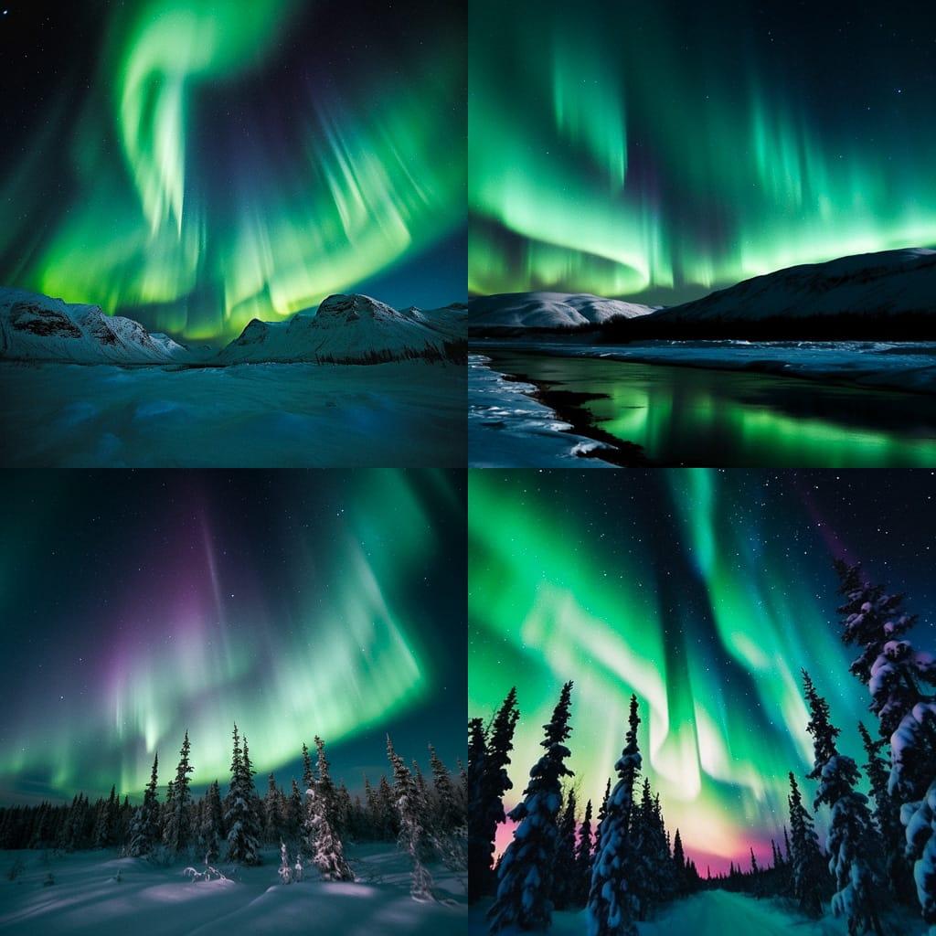 Northern lights style, Midjourney V5, render 1 of 4
