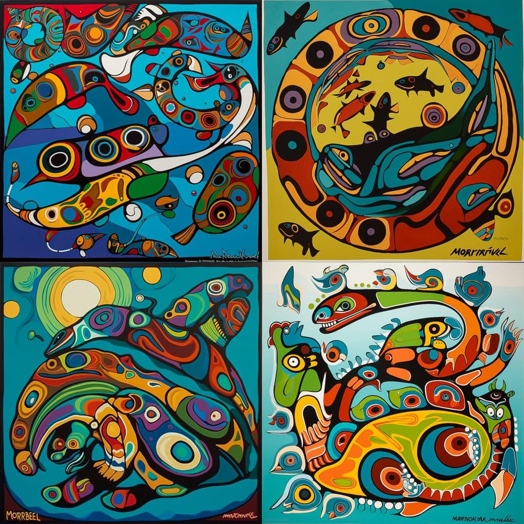 Norval Morrisseau style, Midjourney V5, render 1 of 4