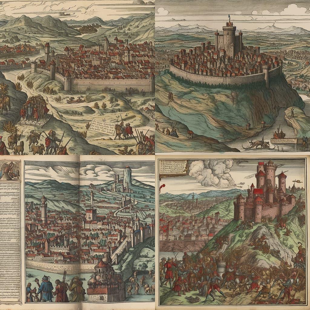 Nuremberg Chronicle style, Midjourney V5, render 1 of 4