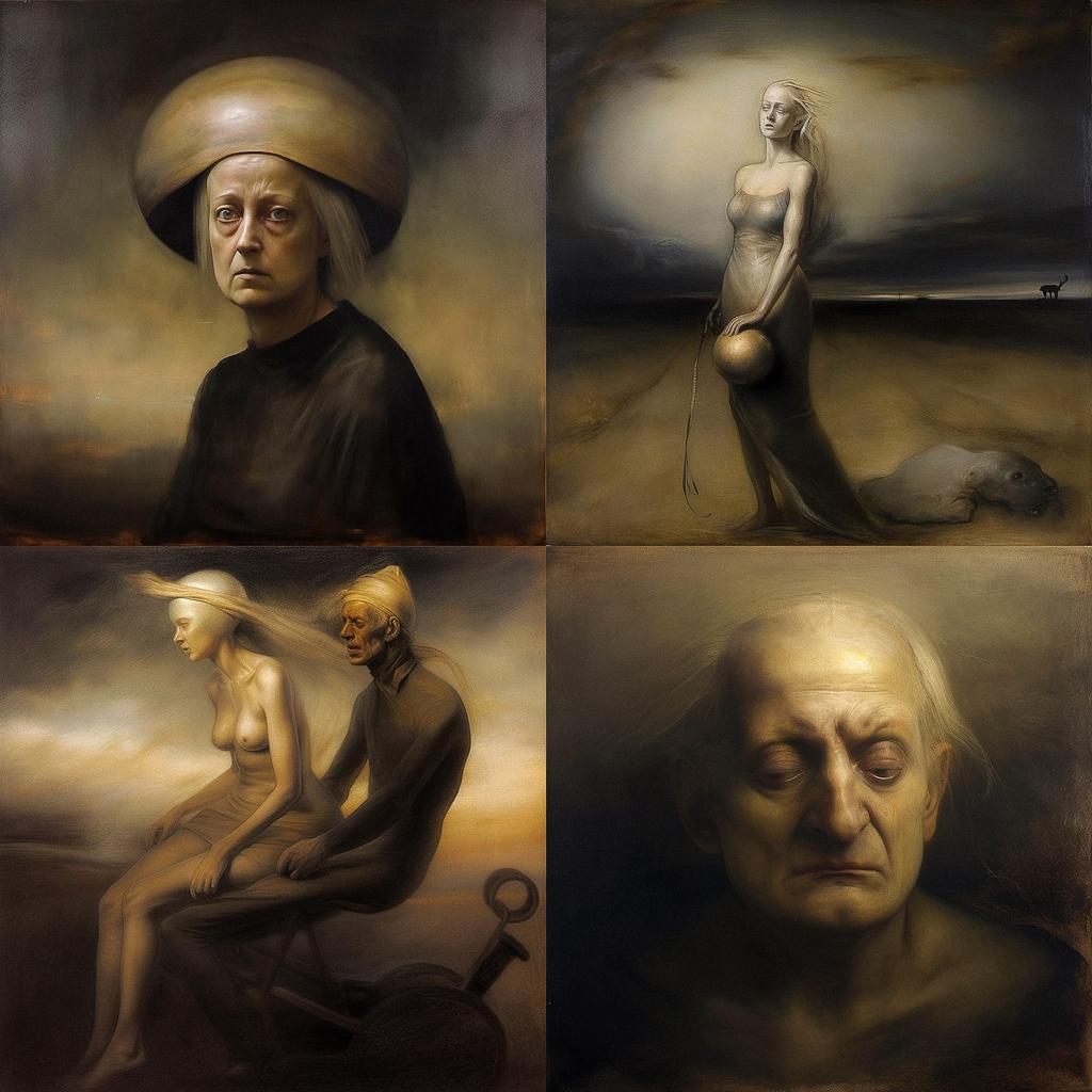 Odd Nerdrum style, Midjourney V5, render 1 of 4