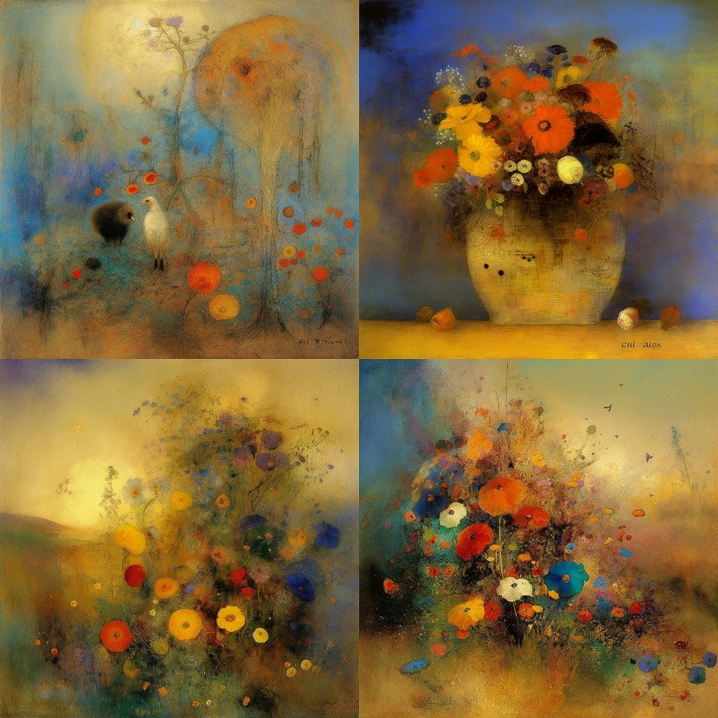 Odilon Redon style, Midjourney V5, render 1 of 4