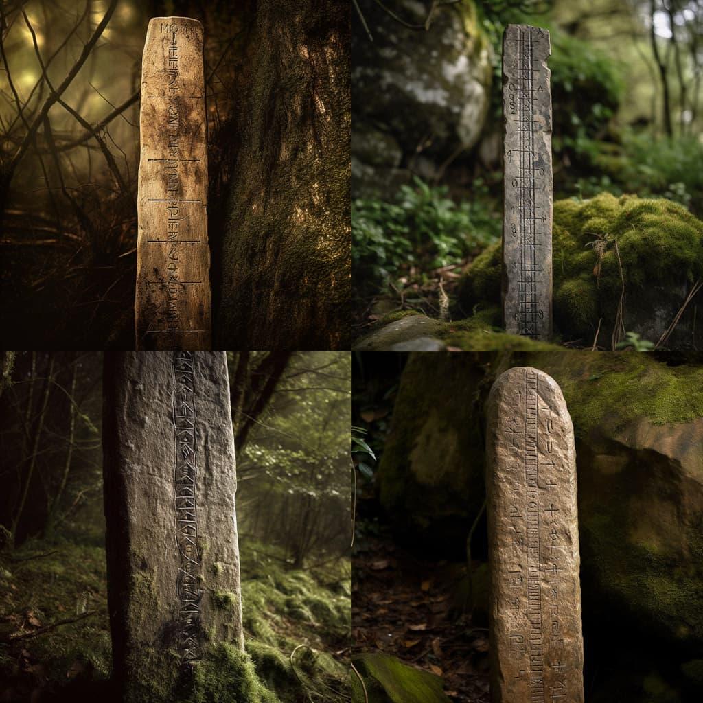 Ogham style, Midjourney V5, render 1 of 4