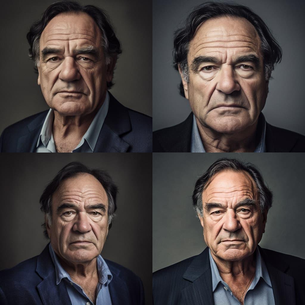 Oliver Stone style, Midjourney V5, render 1 of 4