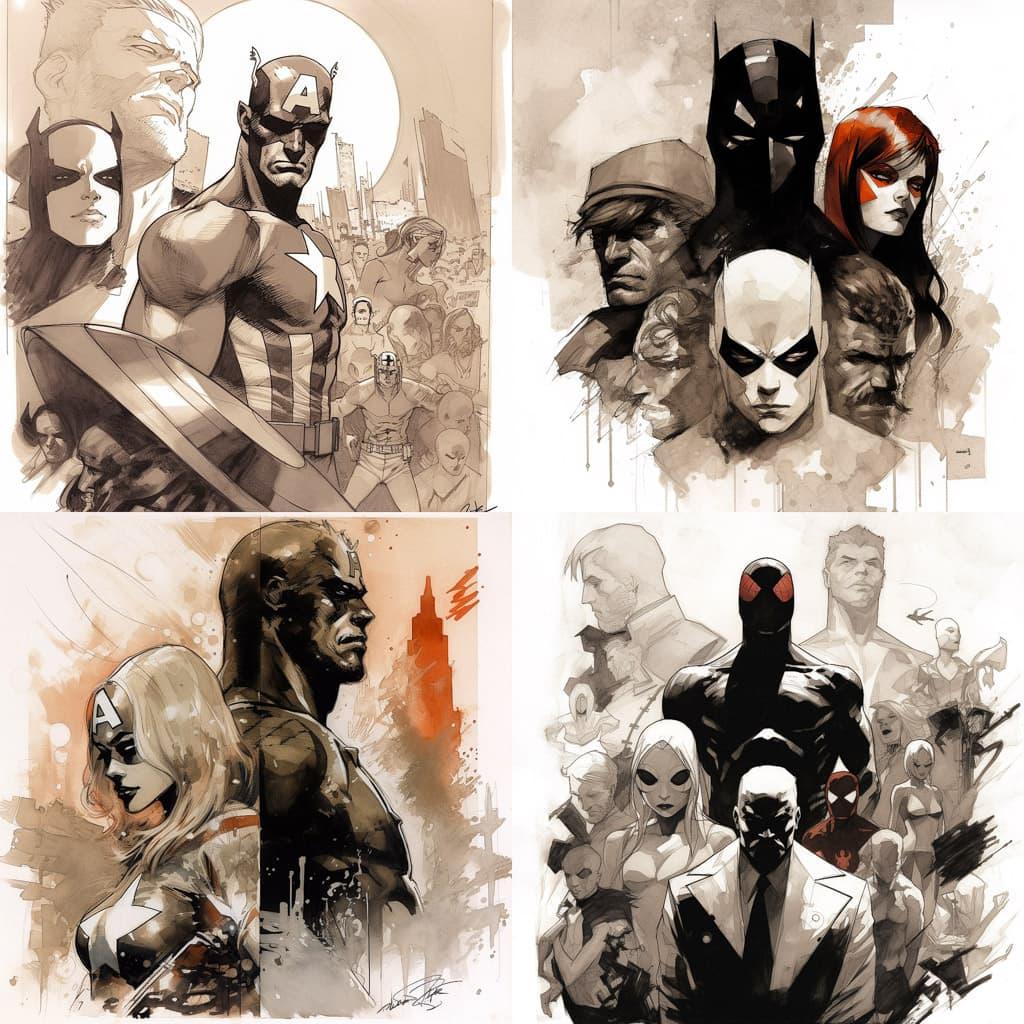 Olivier Coipel style, Midjourney V5, render 1 of 4