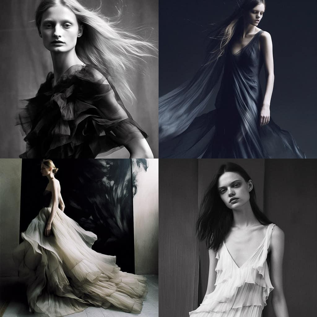 Olivier Theyskens style, Midjourney V5, render 1 of 4