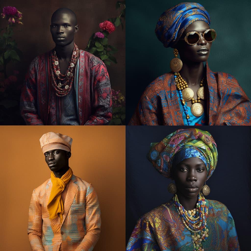 Omar Victor Diop style, Midjourney V5, render 1 of 4