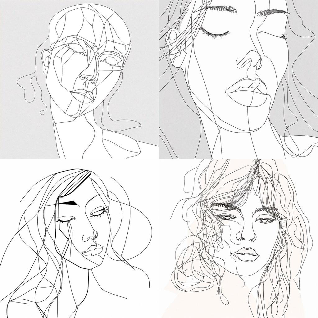 One line art style, Midjourney V5, render 1 of 4