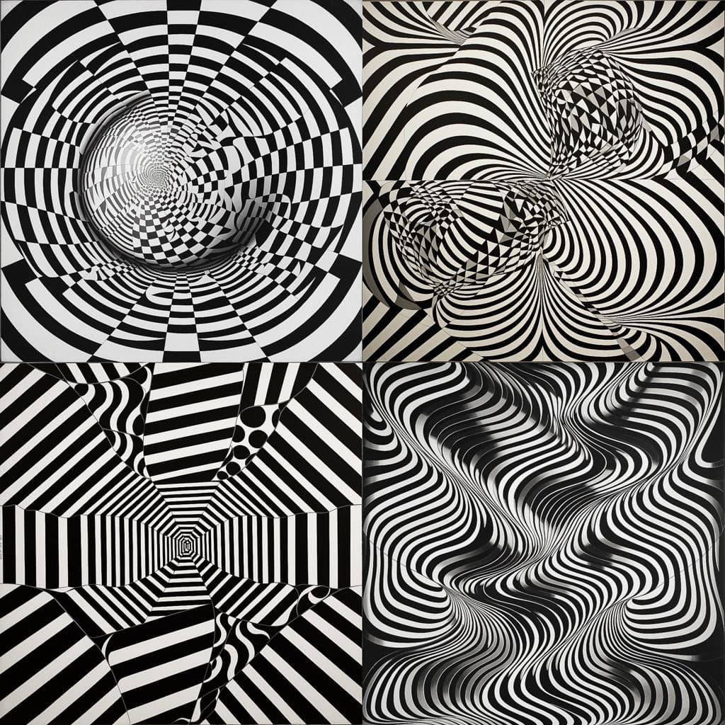 Op art style, Midjourney V5, render 1 of 4