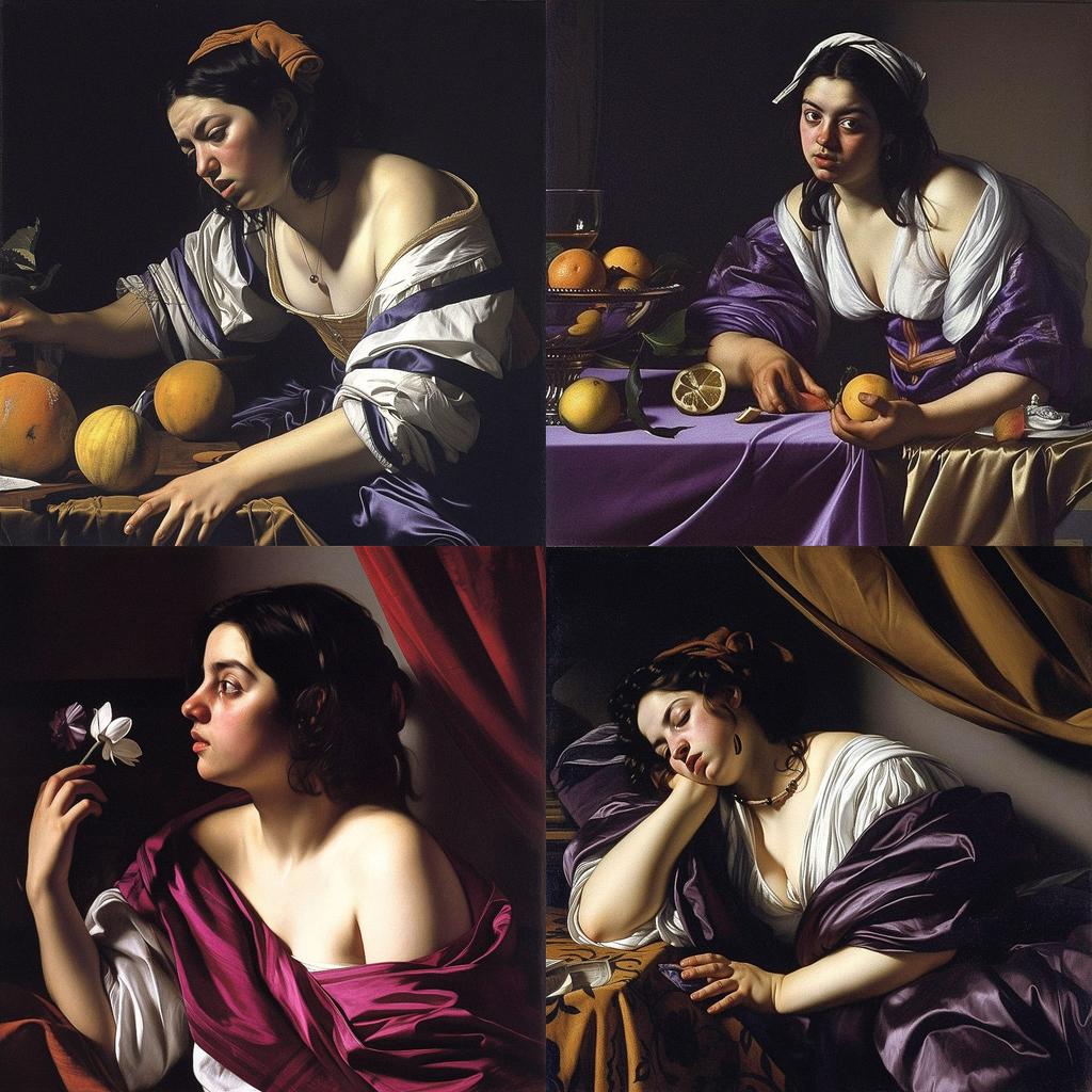 Orazio Gentileschi style, Midjourney V5, render 1 of 4