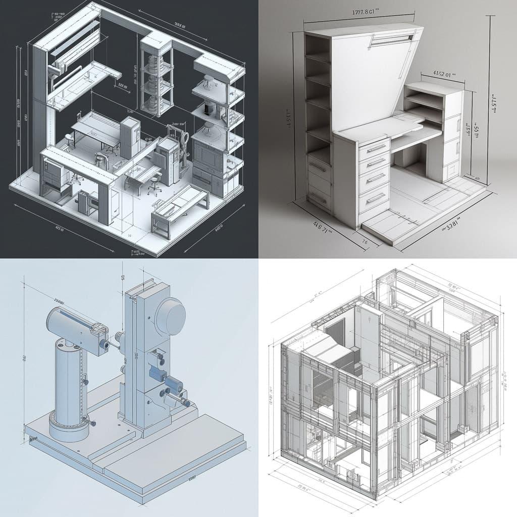 Orthographic view style, Midjourney V5, render 1 of 4