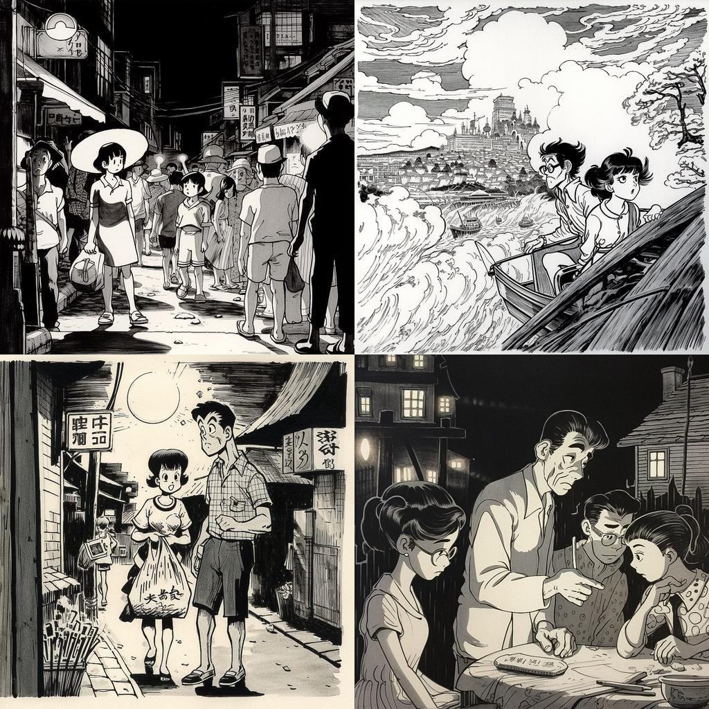 Osamu Tezuka style, Midjourney V5, render 1 of 4