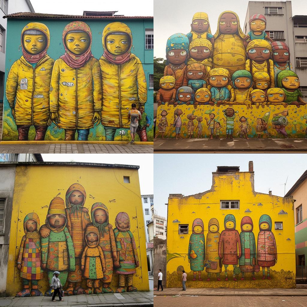 Os Gemeos style, Midjourney V5, render 1 of 4