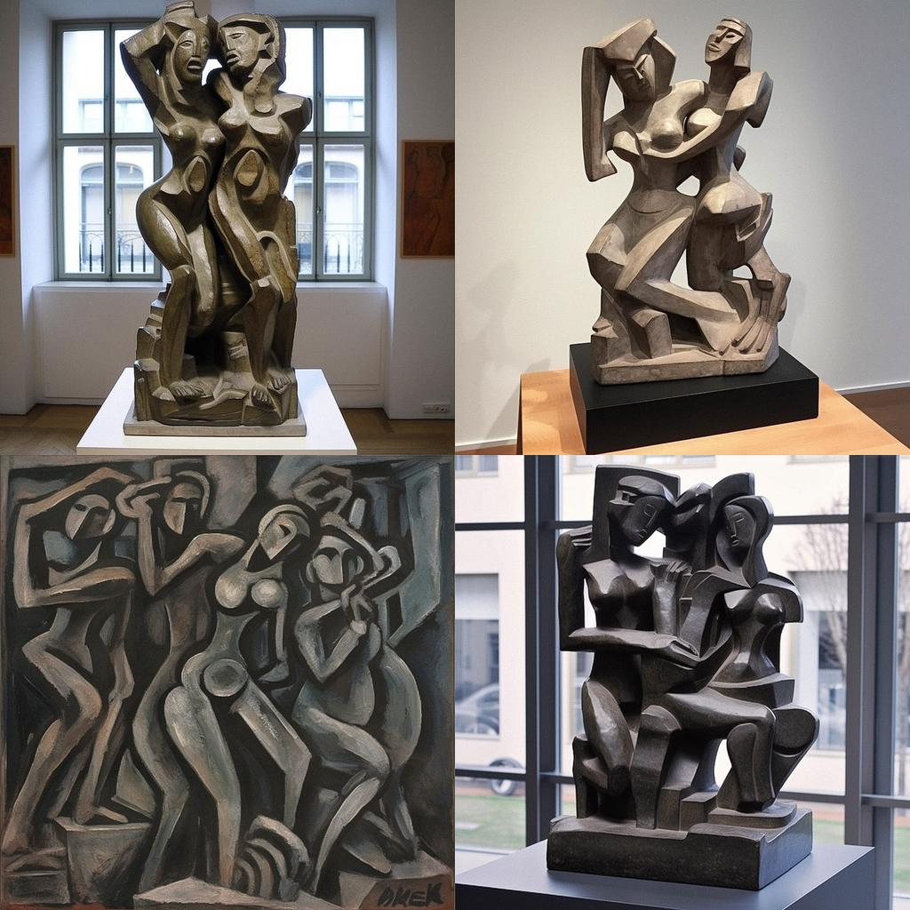 Ossip Zadkine style, Midjourney V5, render 1 of 4