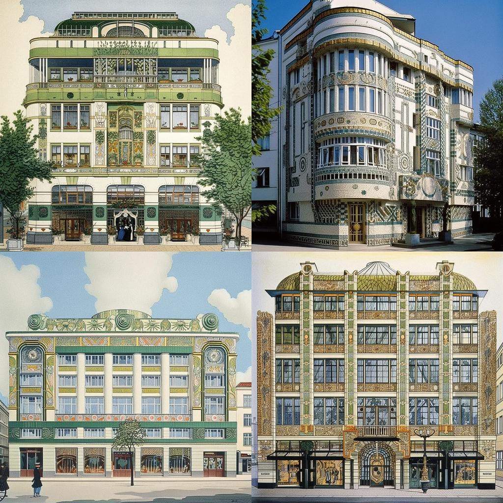 Otto Wagner style, Midjourney V5, render 1 of 4