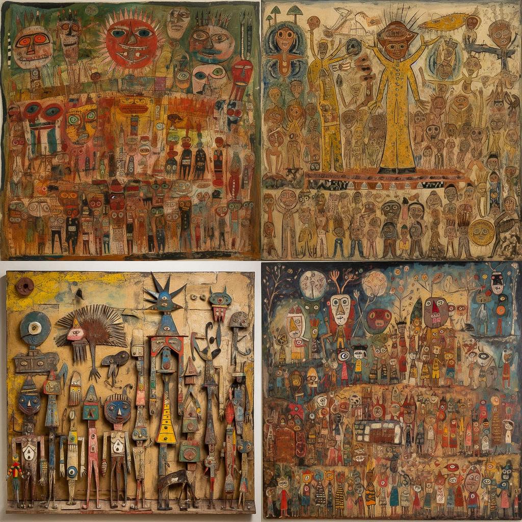Outsider art style, Midjourney V5, render 1 of 4