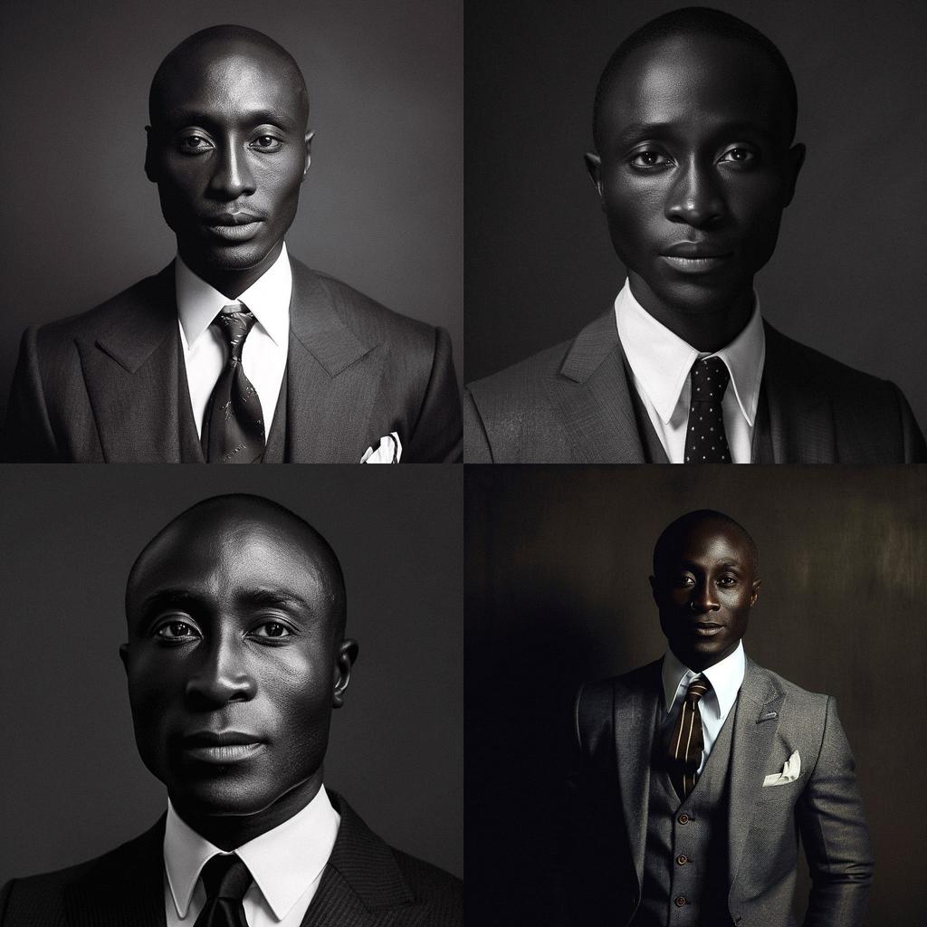 Ozwald Boateng style, Midjourney V5, render 1 of 4