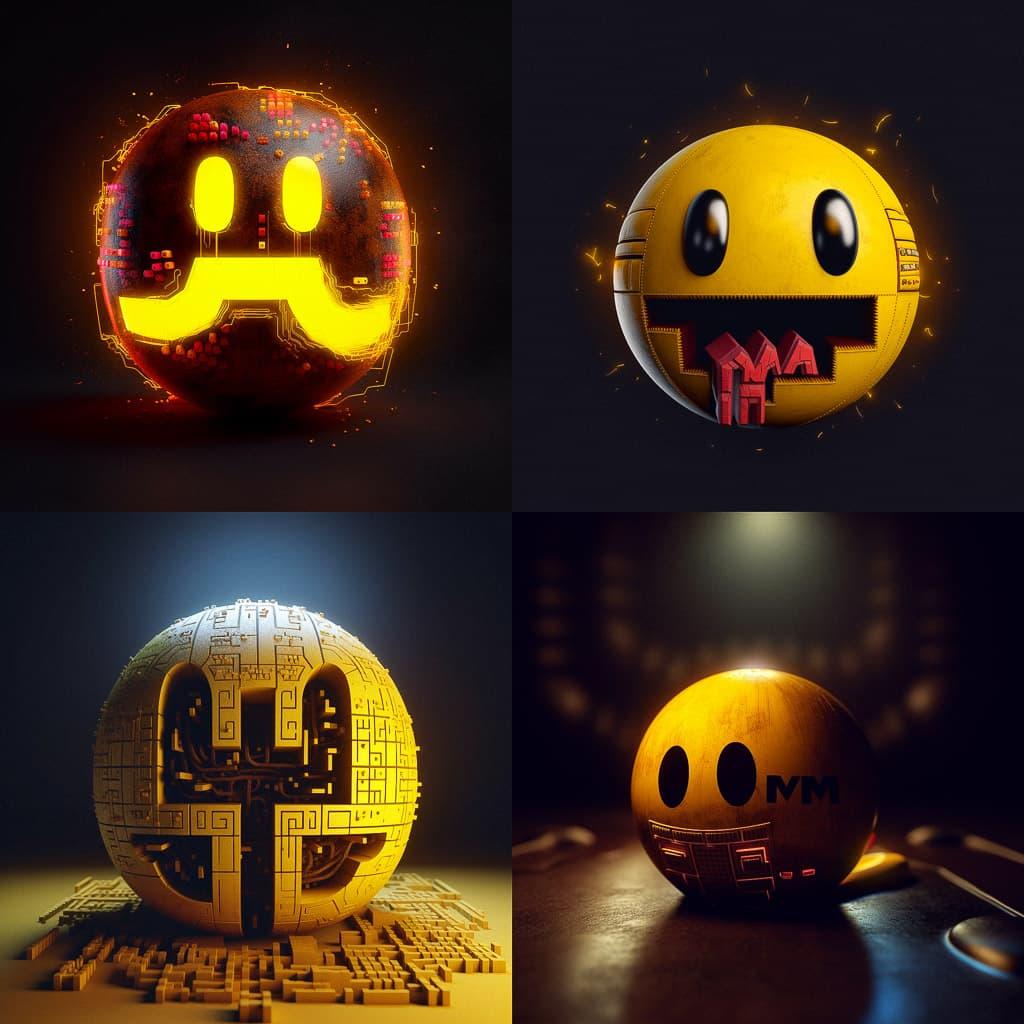 Pac-Man style, Midjourney V5, render 1 of 4
