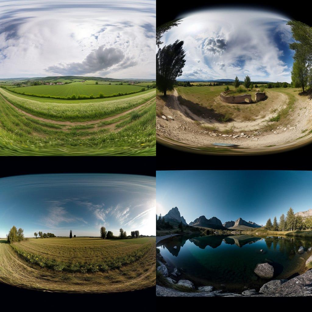 Panoramic composition style, Midjourney V5, render 1 of 4