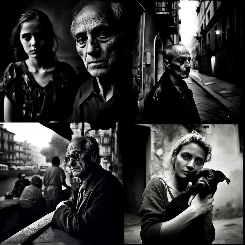 Paolo Pellegrin style, Midjourney V5, render 1 of 4